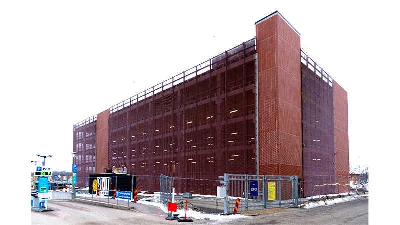 Visualisering av nya parkeringshuset sett från Romstadsvägen.