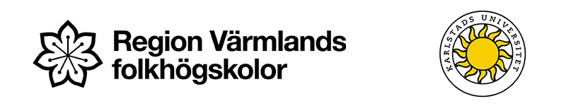Logotyperna till Region Värmlands folkhögskolor och Karlstads universitet.