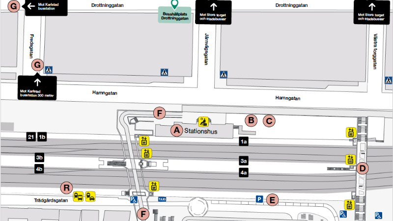 Översiktskarta för Karlstad Centralstation