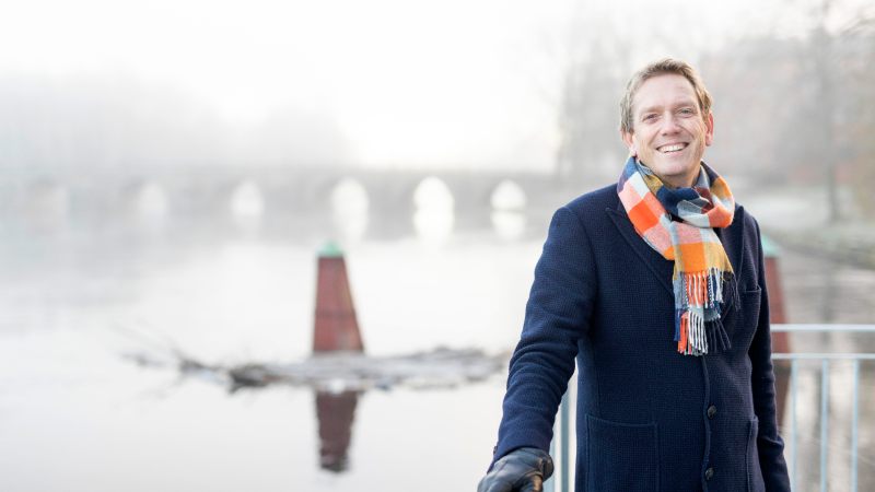 Per Kristensen i ett vintrigt Karlstad. 