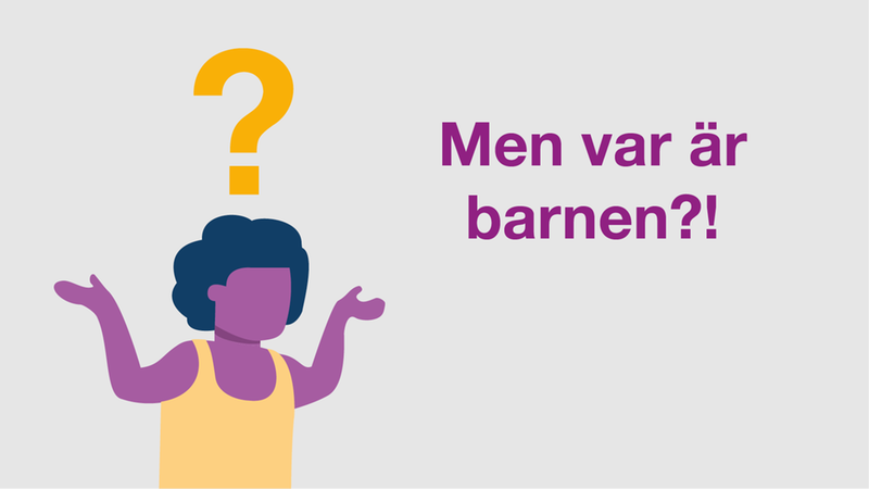 En tecknad person sträcker upp sina händer och ser frågande ut.