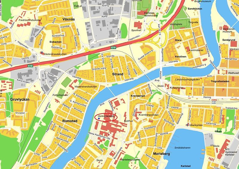 Karta Helikopterflygplatsens läge